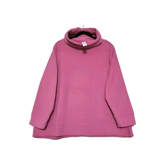 Talbots Womens Plus Petite 3XP Microfleece Funnel Neck Pullover Sweater New Pink - Picture 7 of 8